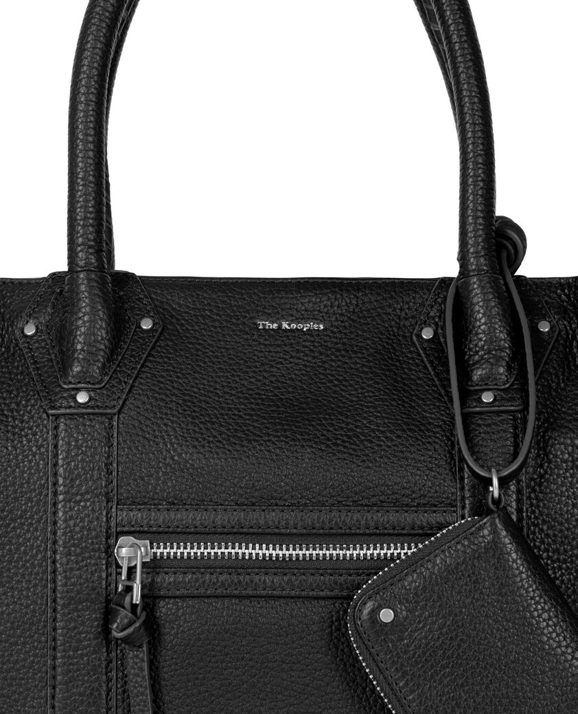 The Kooples F BLACK gathered tote bag in black grained leather