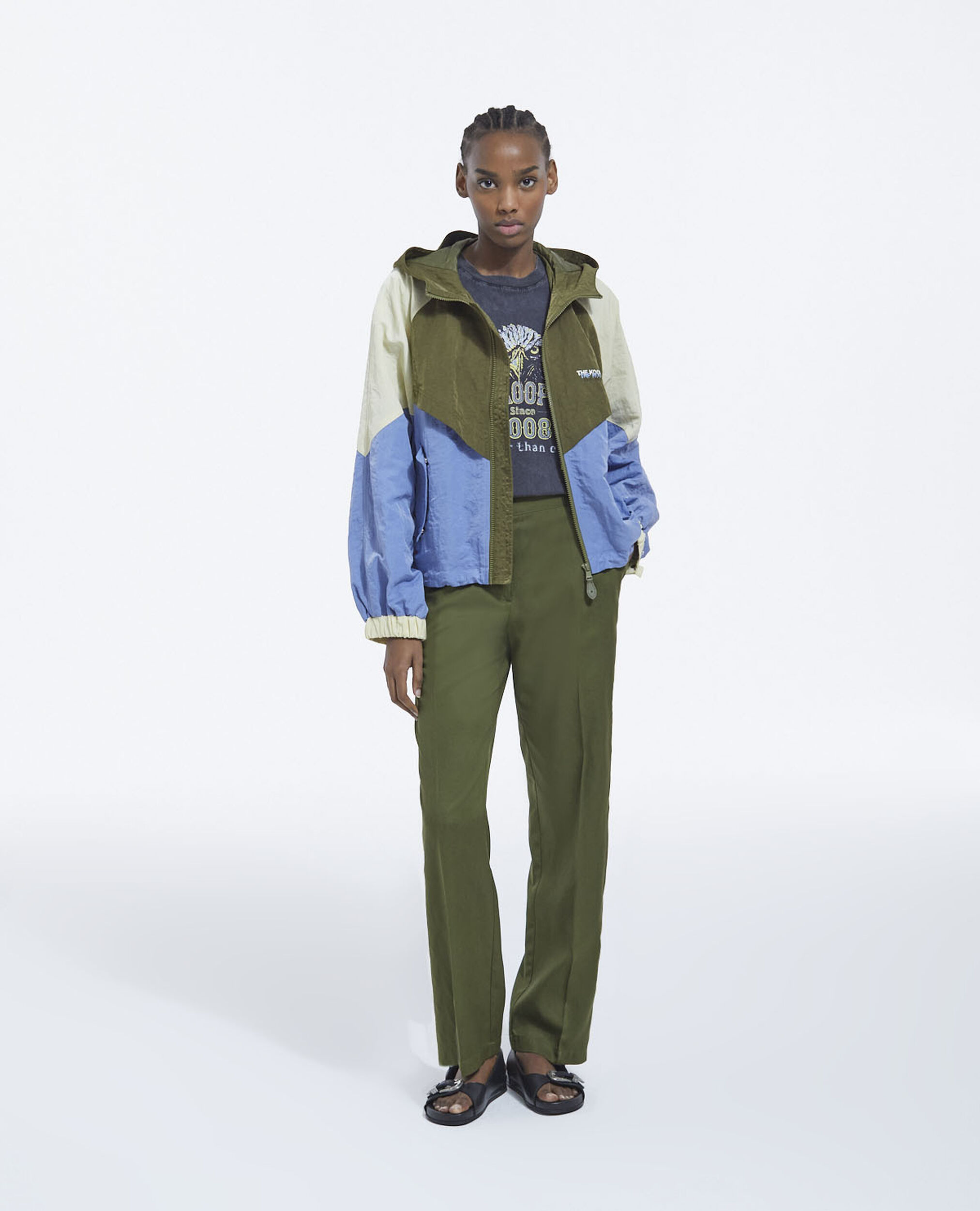 Technical zipped blue and khaki jacket, MULTICOLOR, hi-res image number null