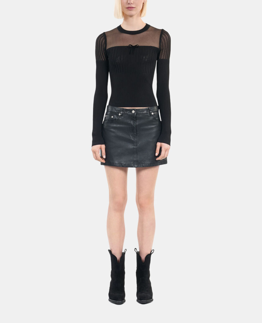 The Kooples FEMME BLACK pull en maille ajour&eacute;e noir