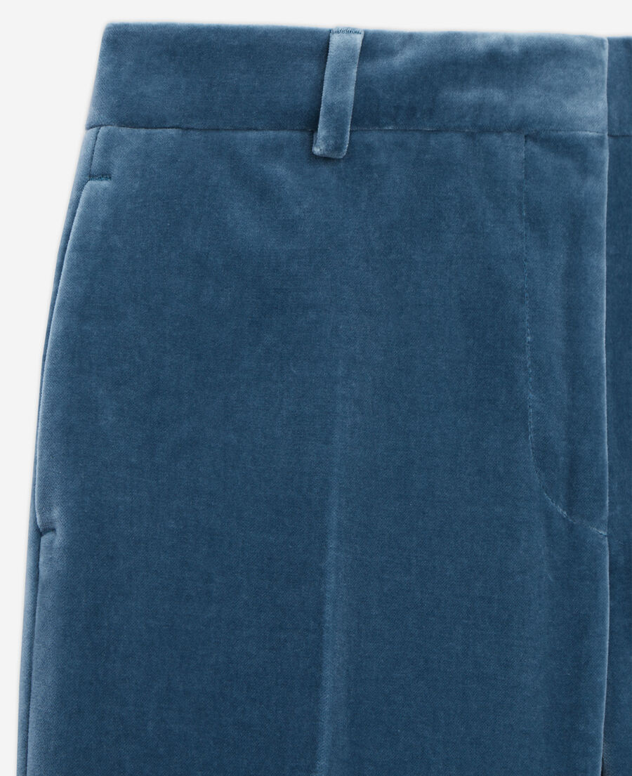pantalon tailleur bleu en velours