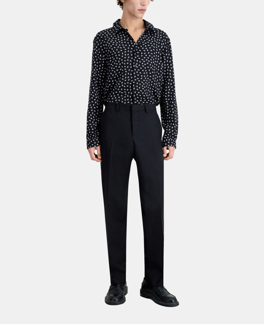 The Kooples HERREN BLACK-ECRU schwarze anzughose mit streifen