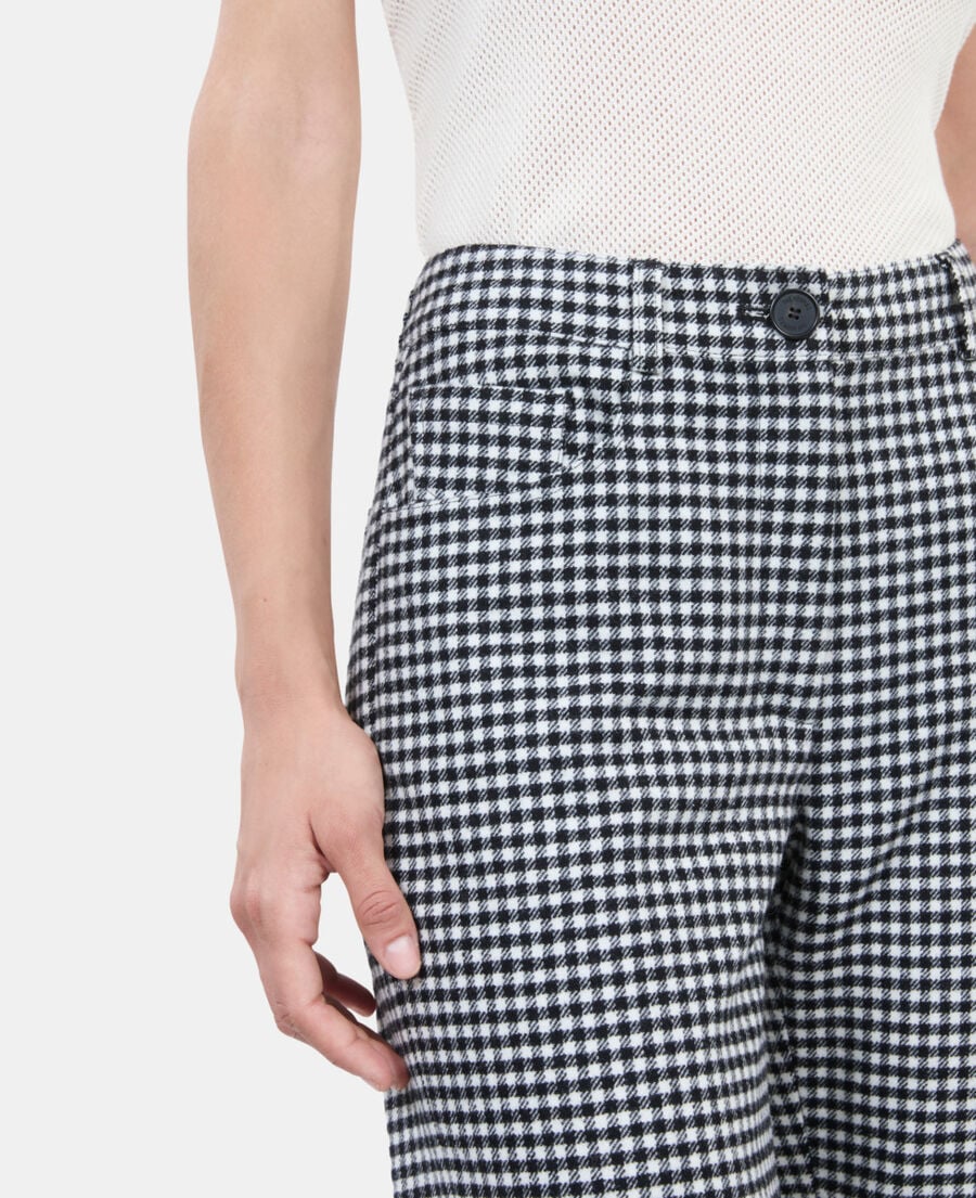 The Kooples FEMME BLACK WHITE pantalon tailleur flare &agrave; carreaux vichy