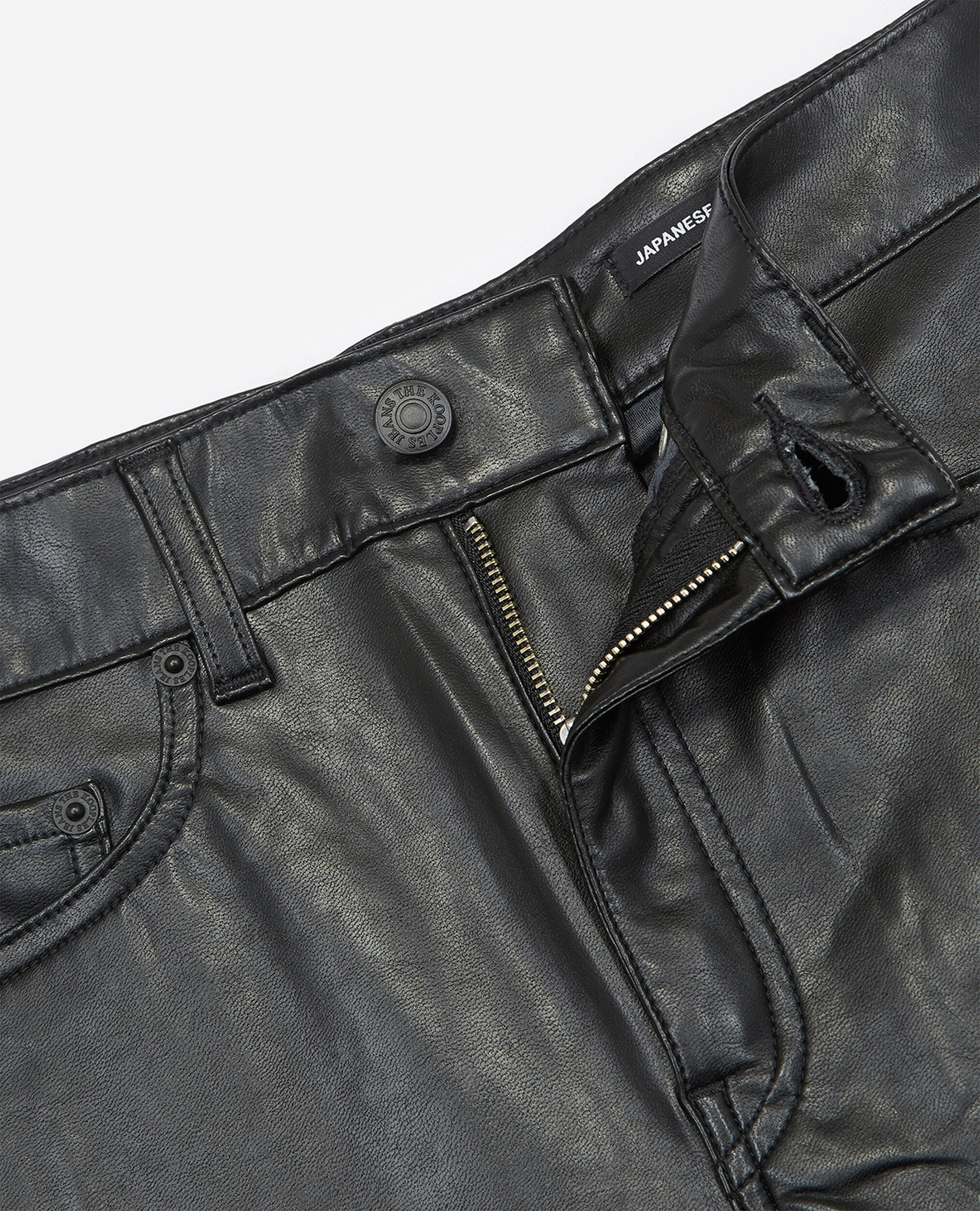 Pantalón negro de piel ajustado de estilo vaquero, BLACK, hi-res image number null