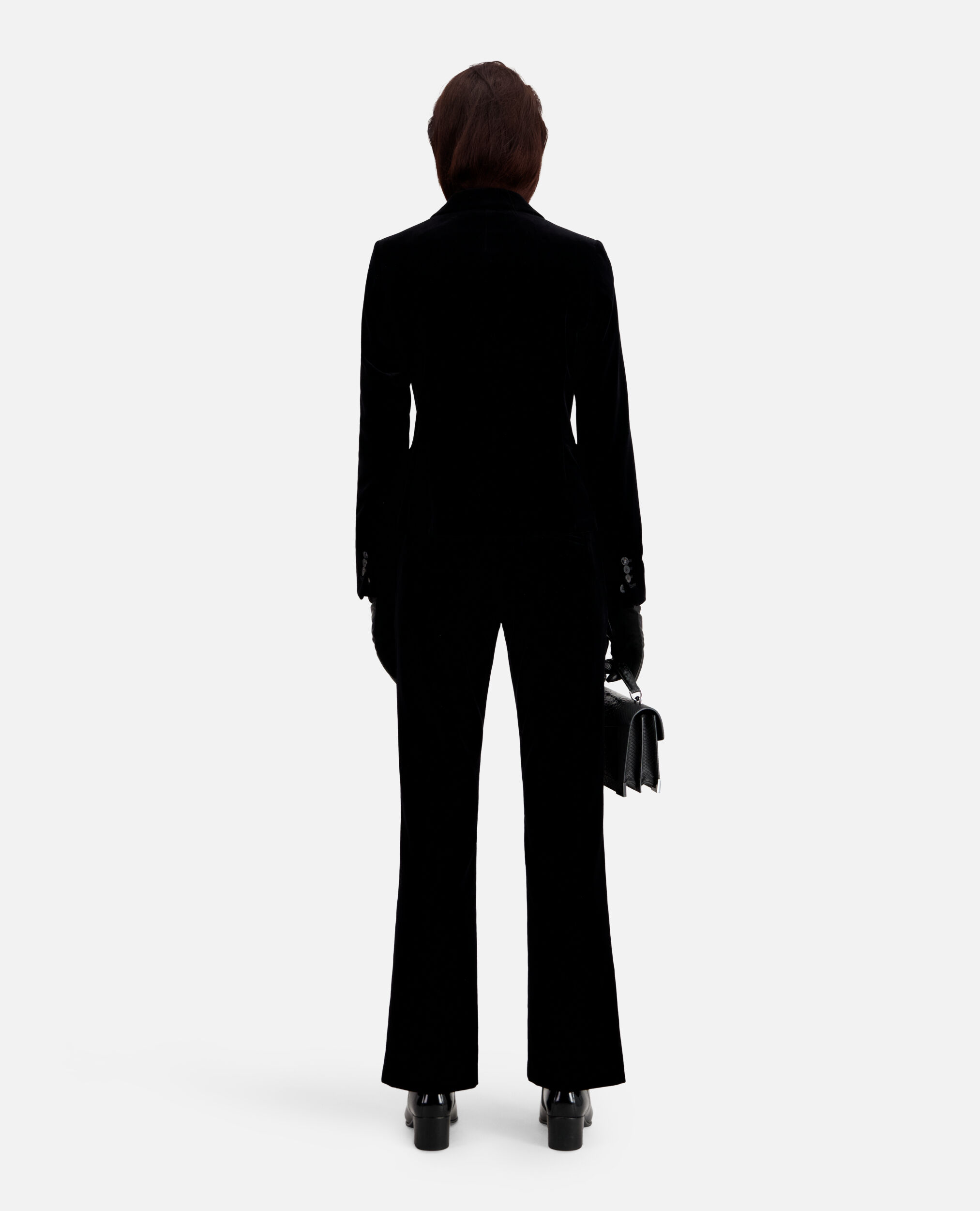Veste tailleur courte en velours noir, BLACK, hi-res image number null