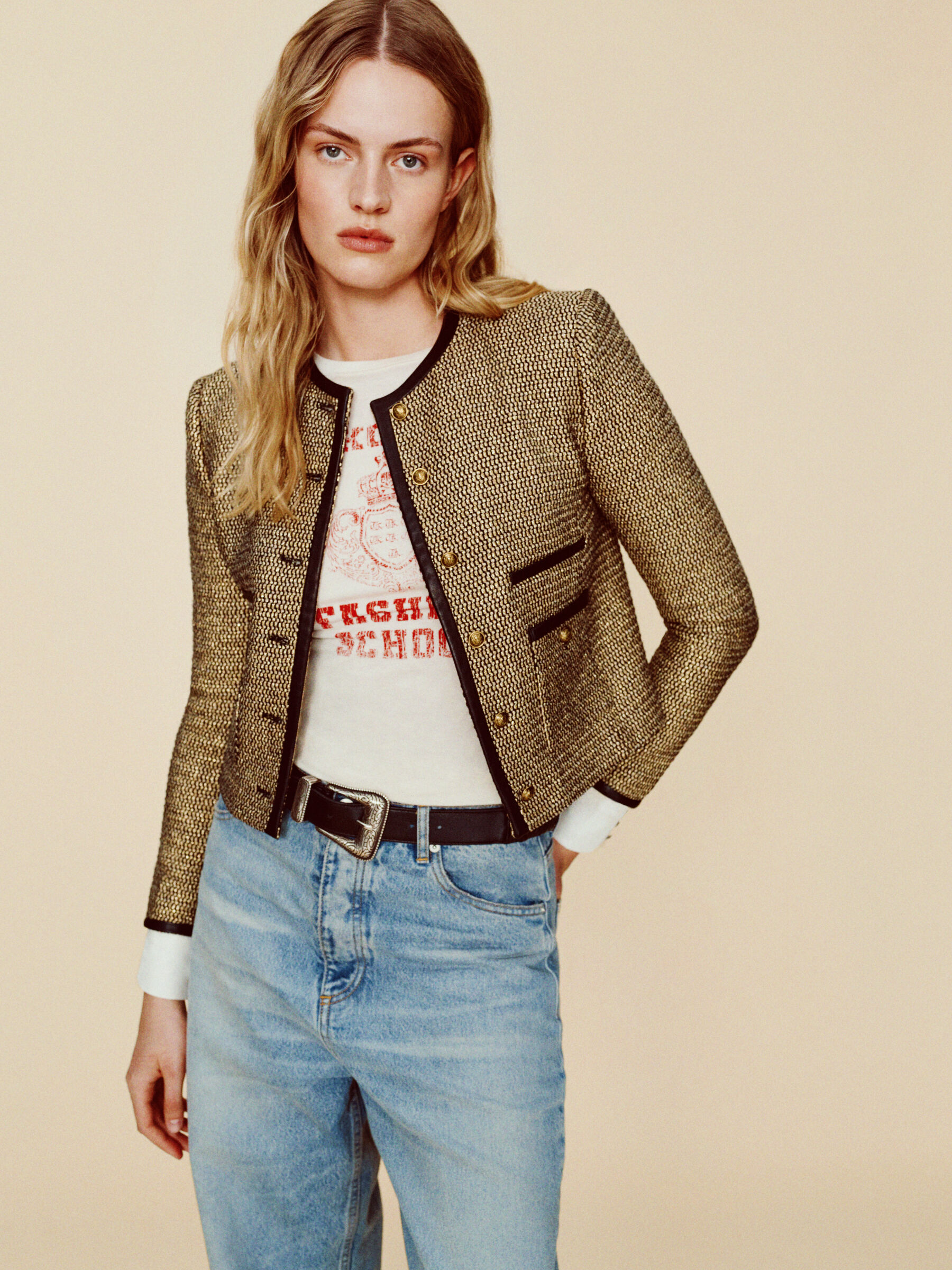 Short gold jacket shop