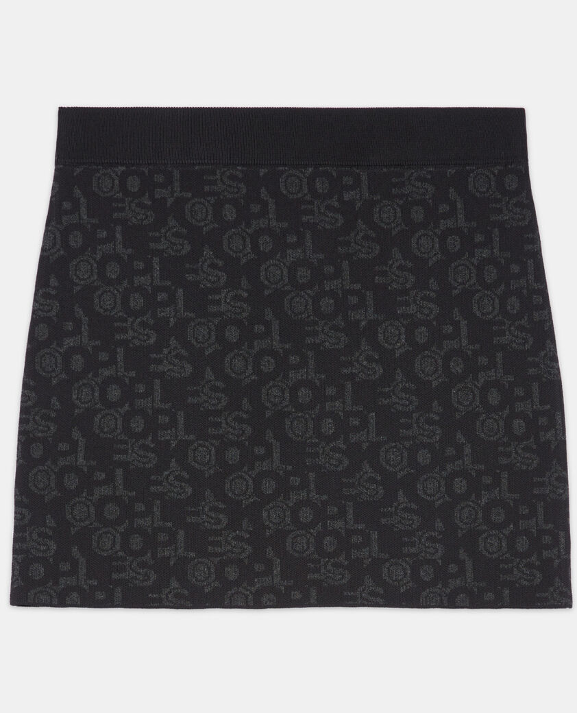 The Kooples F BLACK DARK GREY short black skirt with the kooples logo