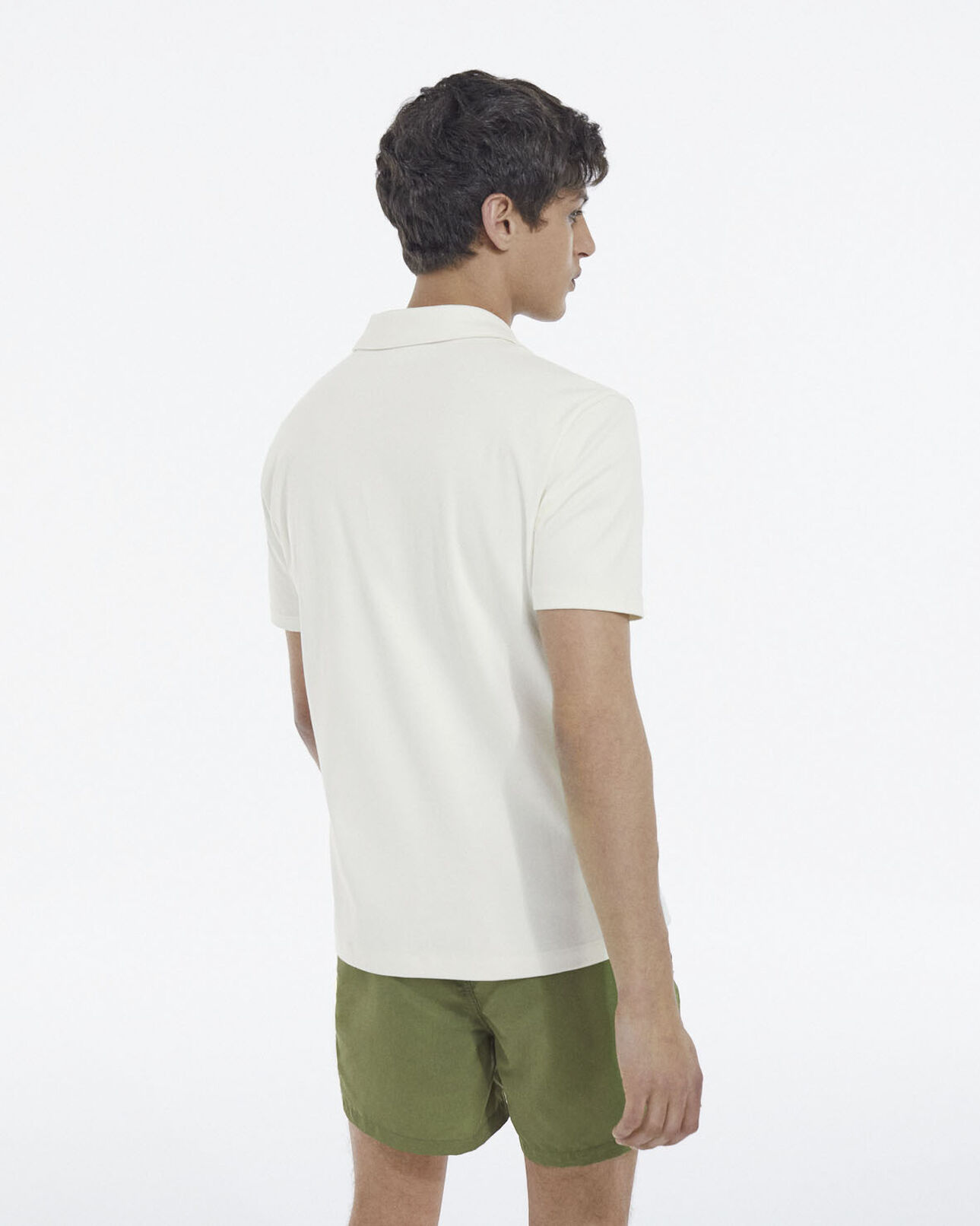 The Kooples MEN ECRU ecru short-sleeved polo with cuban collar
