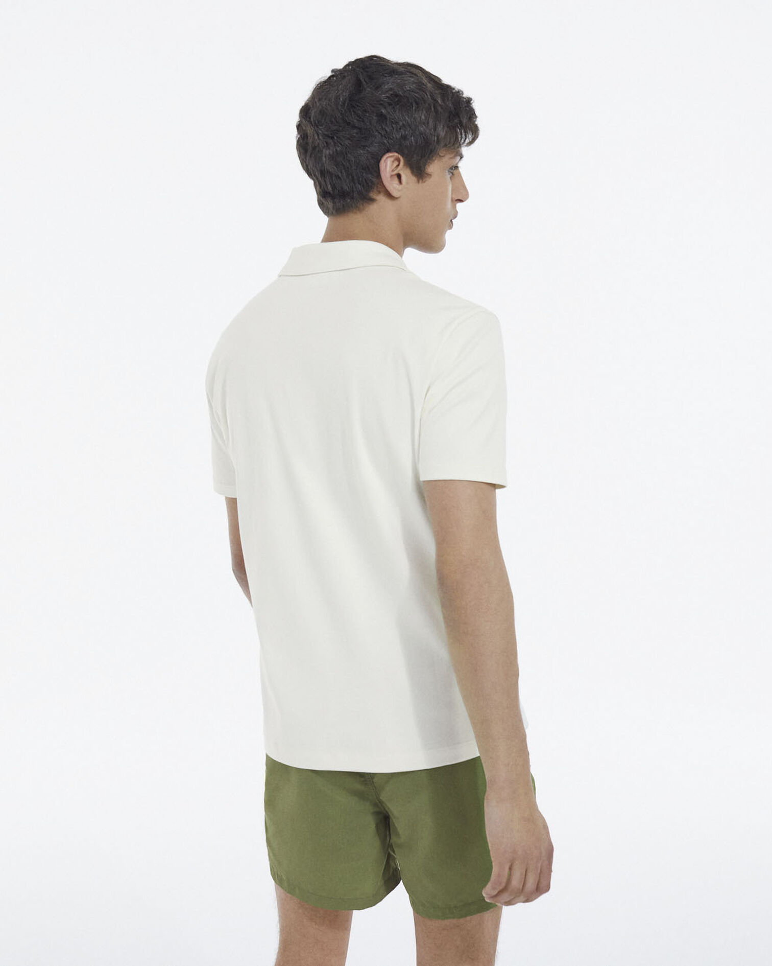 Ecru short-sleeved polo with Cuban collar, ECRU, hi-res image number null
