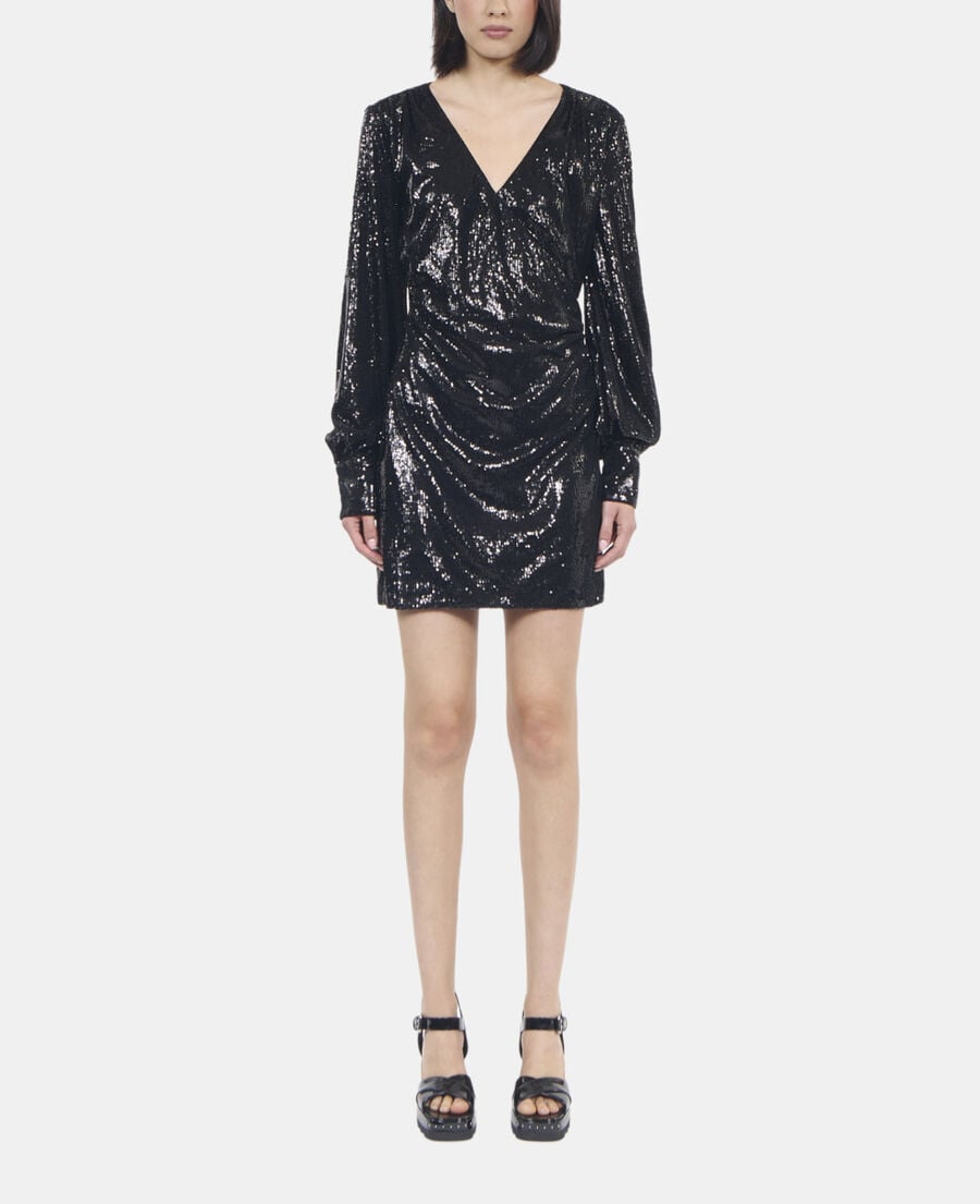 The Kooples FEMME BLACK robe à sequins courte noire