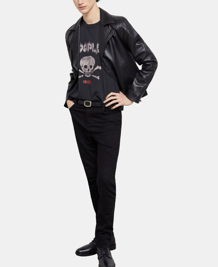 The Kooples HOMME BLACK WASHED t-shirt homme s&eacute;rigraphi&eacute; noir