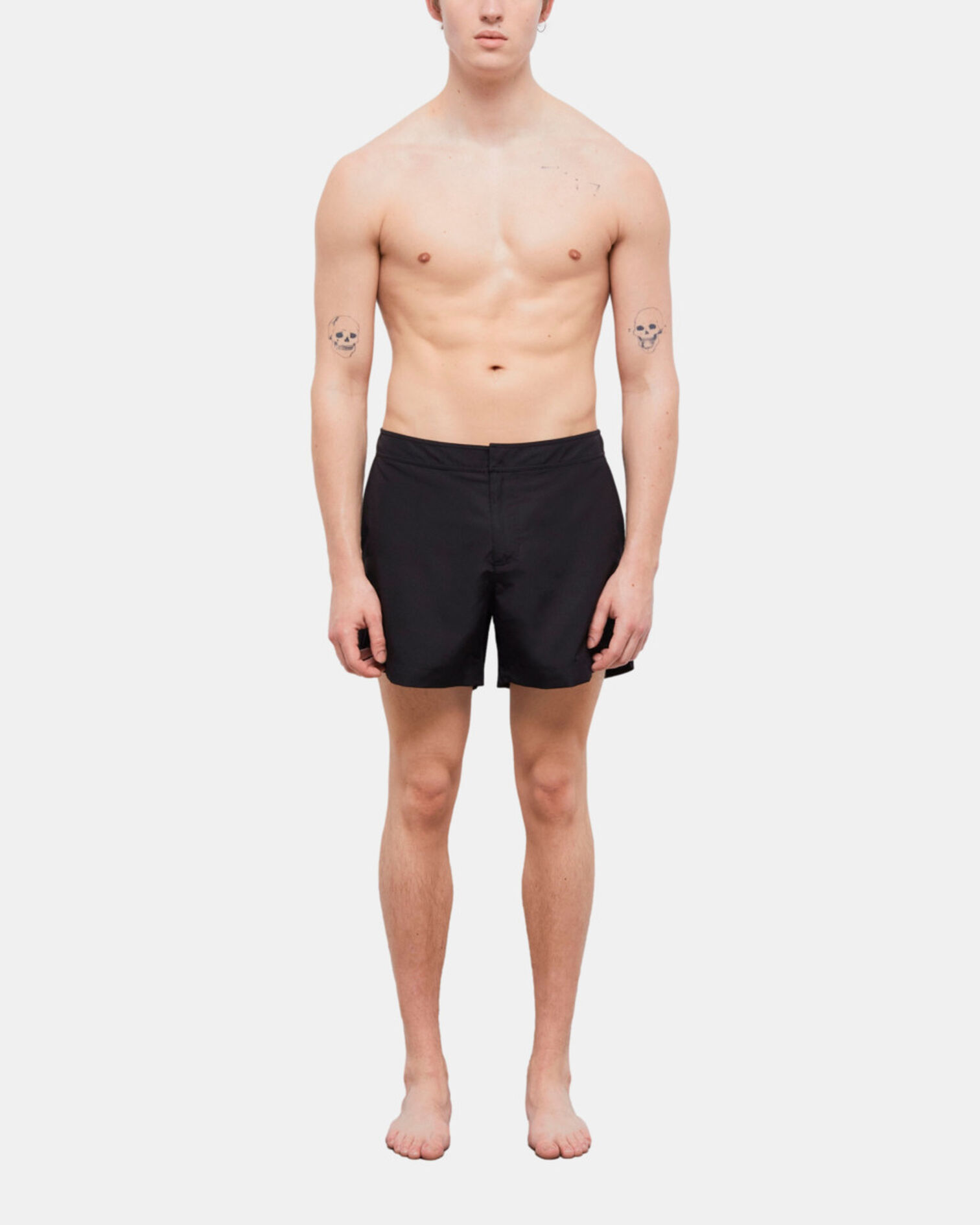 Schwarze Badeshorts mit Logo, BLACK, hi-res image number null