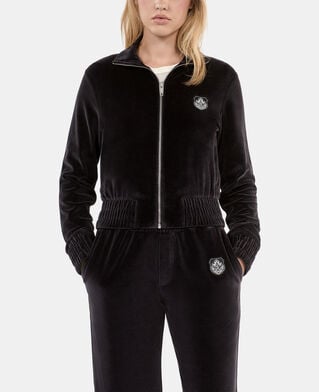 The Kooples FEMME BLACK sweatshirt logo en velours noir