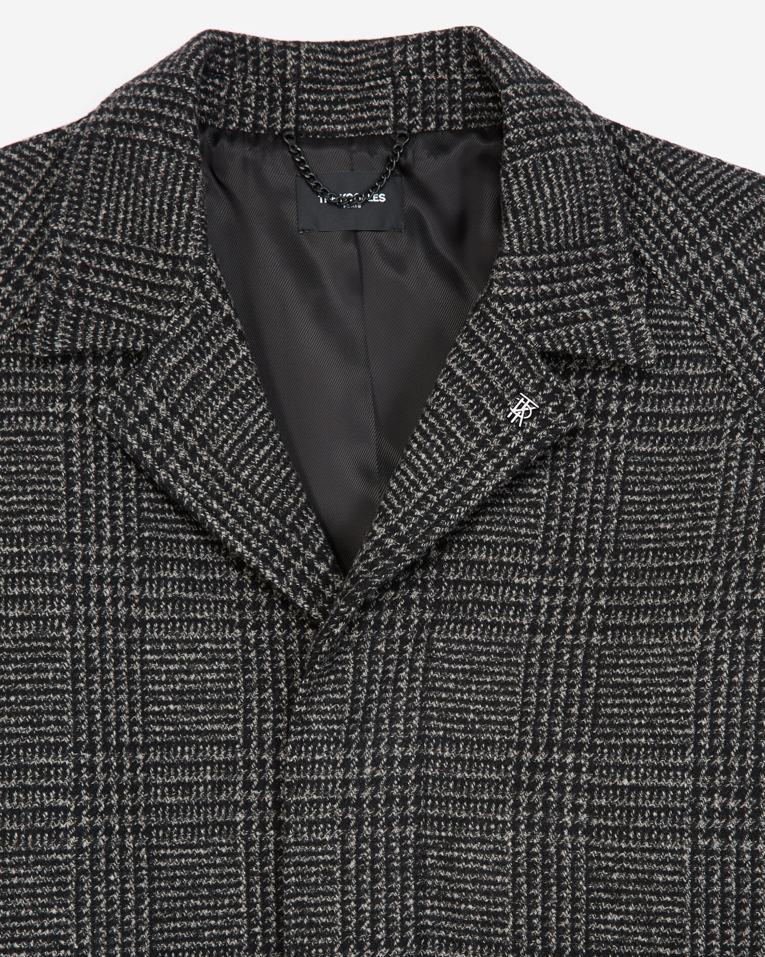 Manteau laine gris foncé à carreaux, BLACK GREY, hi-res image number null