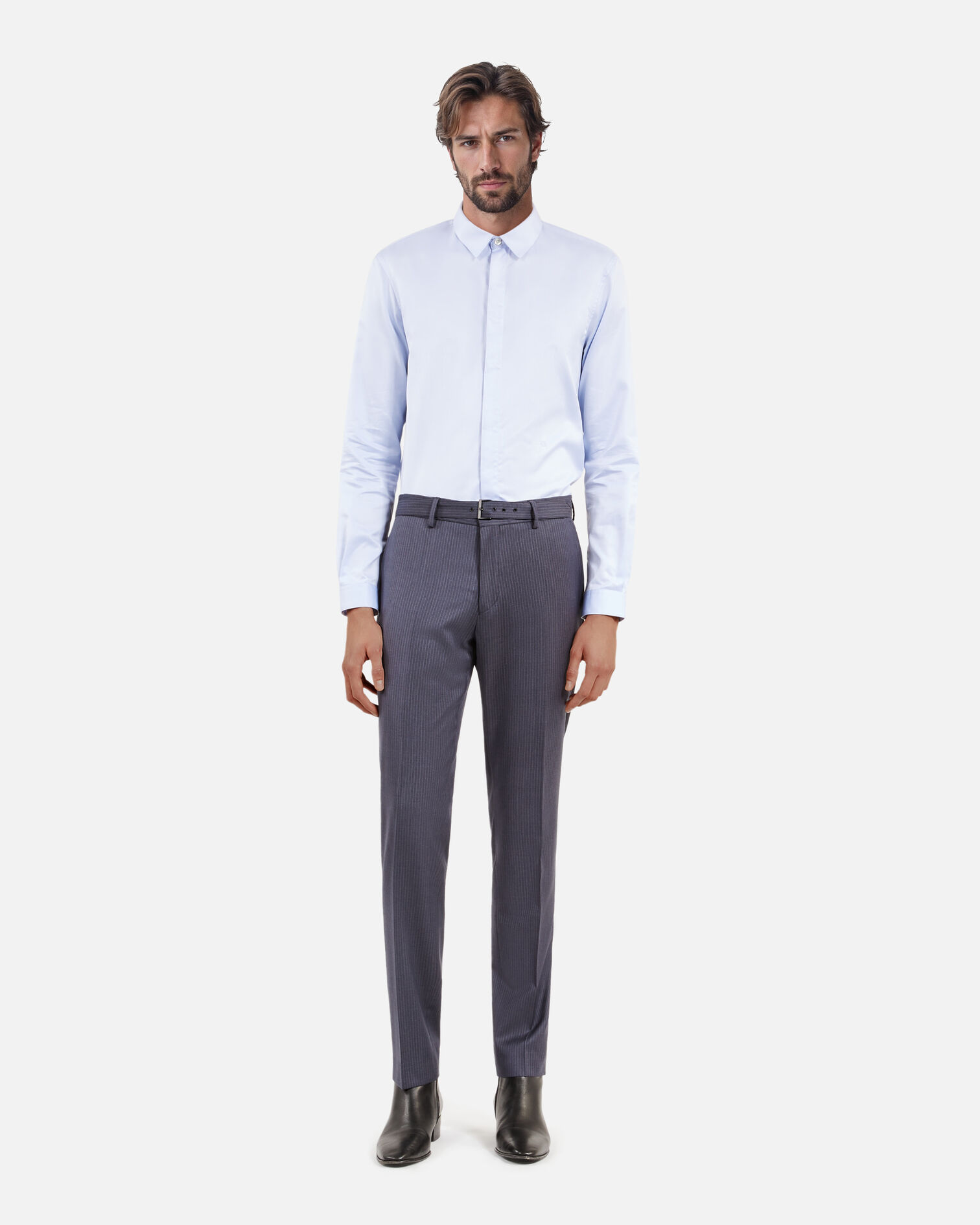 Blue pinstripe suit pants, BLUE, hi-res image number null