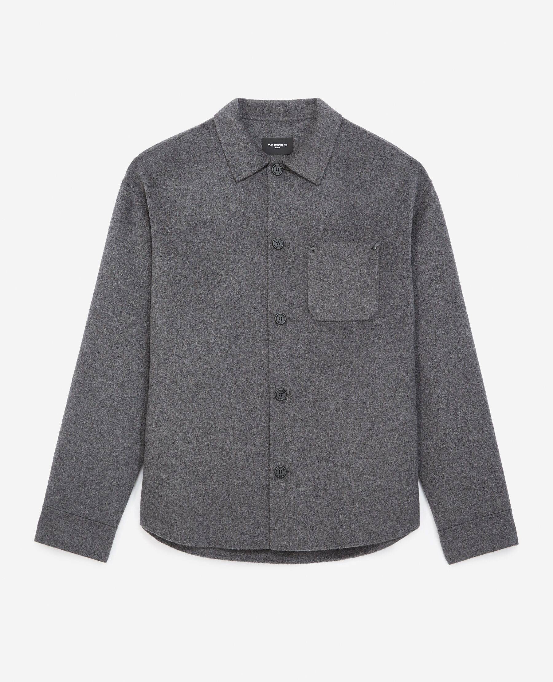 Flecked gray wool shirt with classic collar The Kooples US