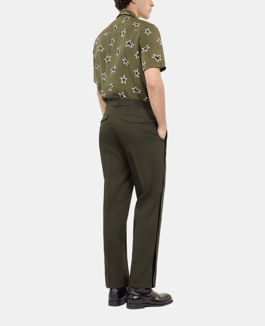 The Kooples H KAKI khaki wool blend wide-leg trousers
