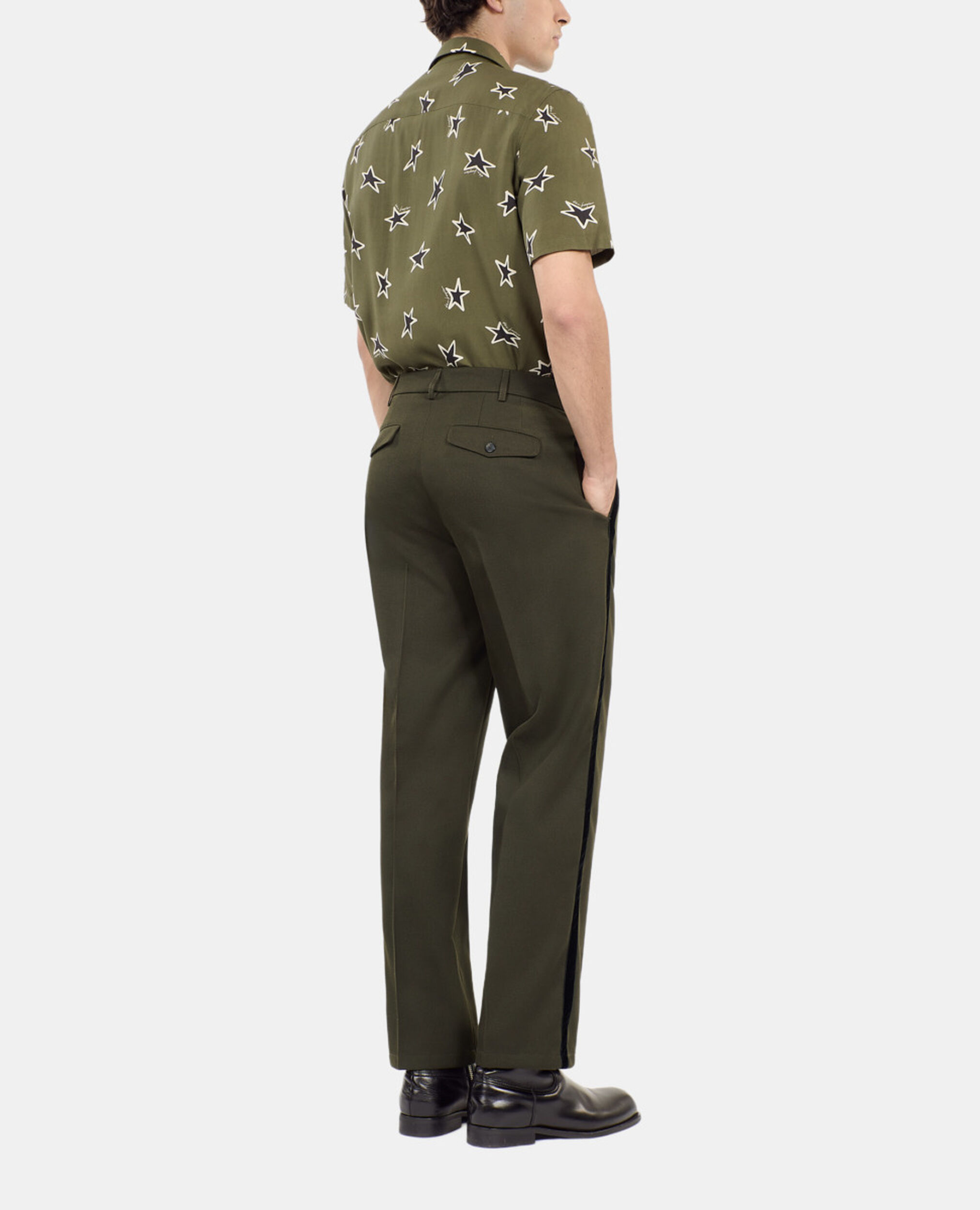 Khaki wool blend wide-leg trousers, KAKI, hi-res image number null