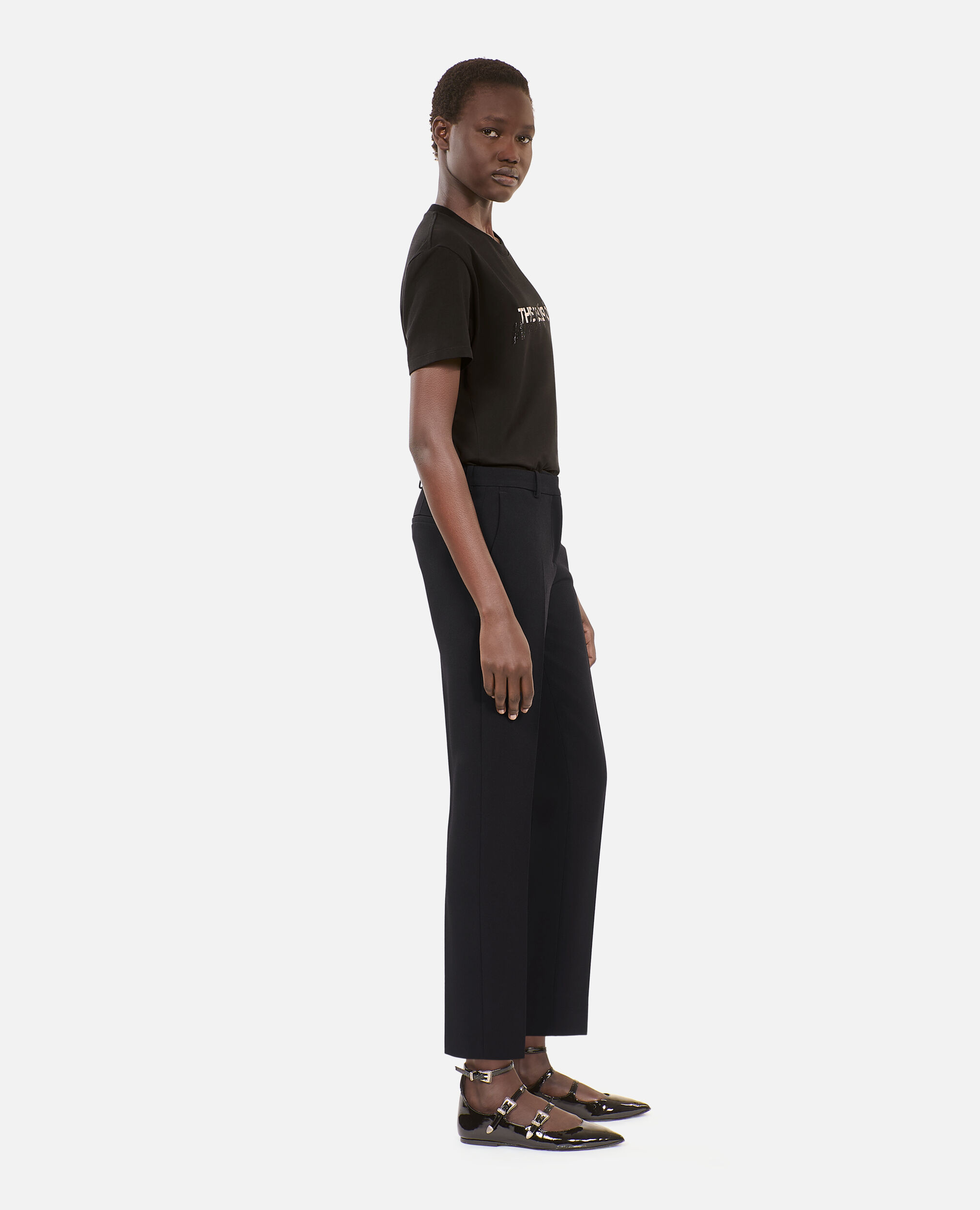 Pantalon de costume en crêpe noir, BLACK, hi-res image number null