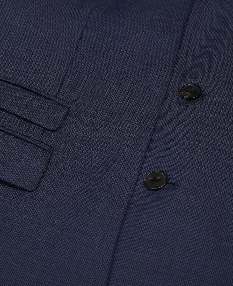 veste de costume bleu marine micro carreaux en laine