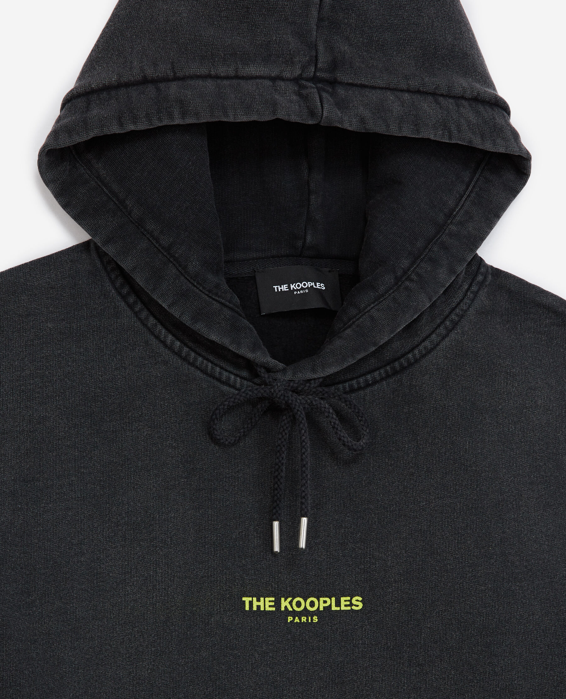 Sweat capuche coton noir delave a logo
