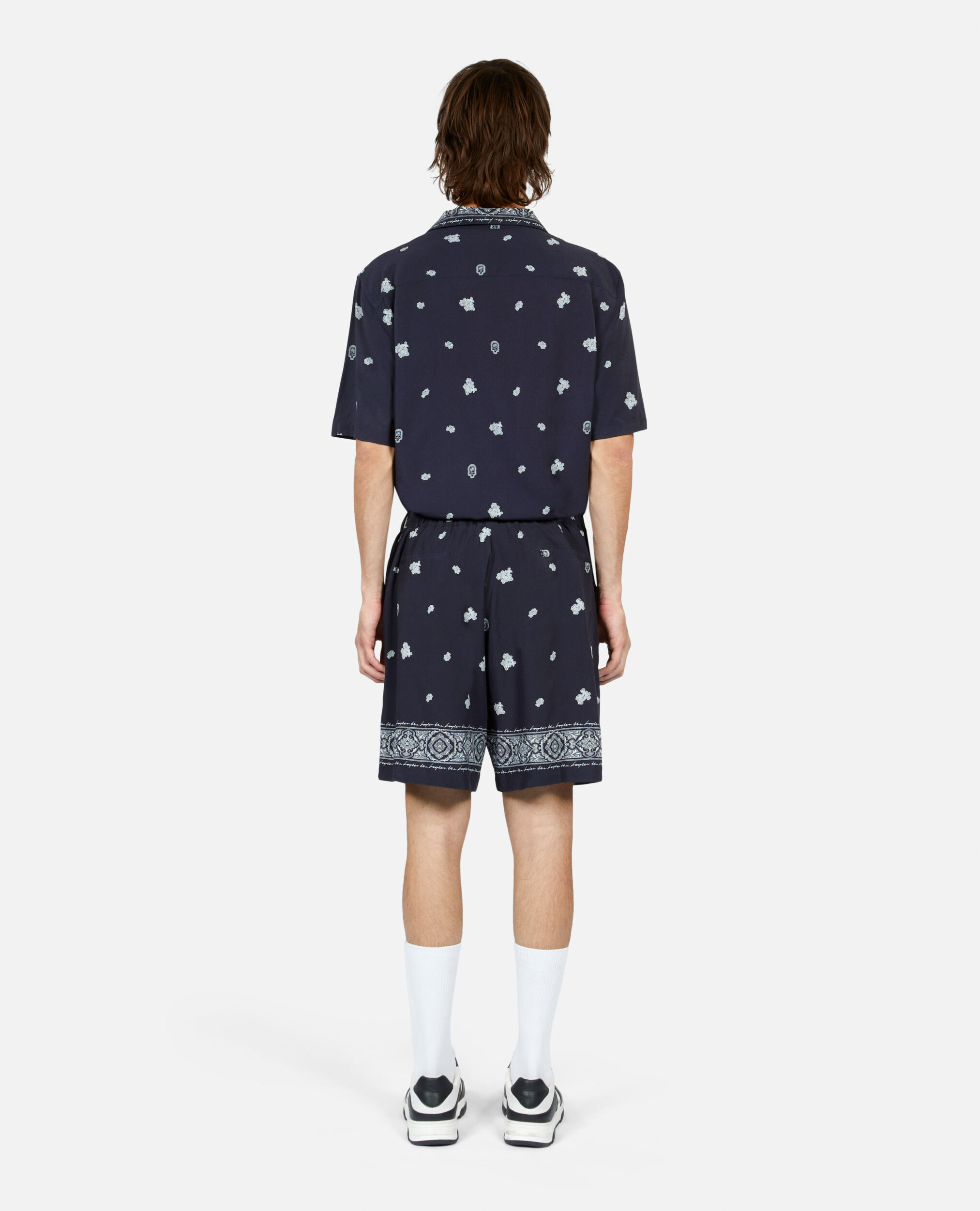 Printed shorts, NAVY / WHITE, hi-res image number null