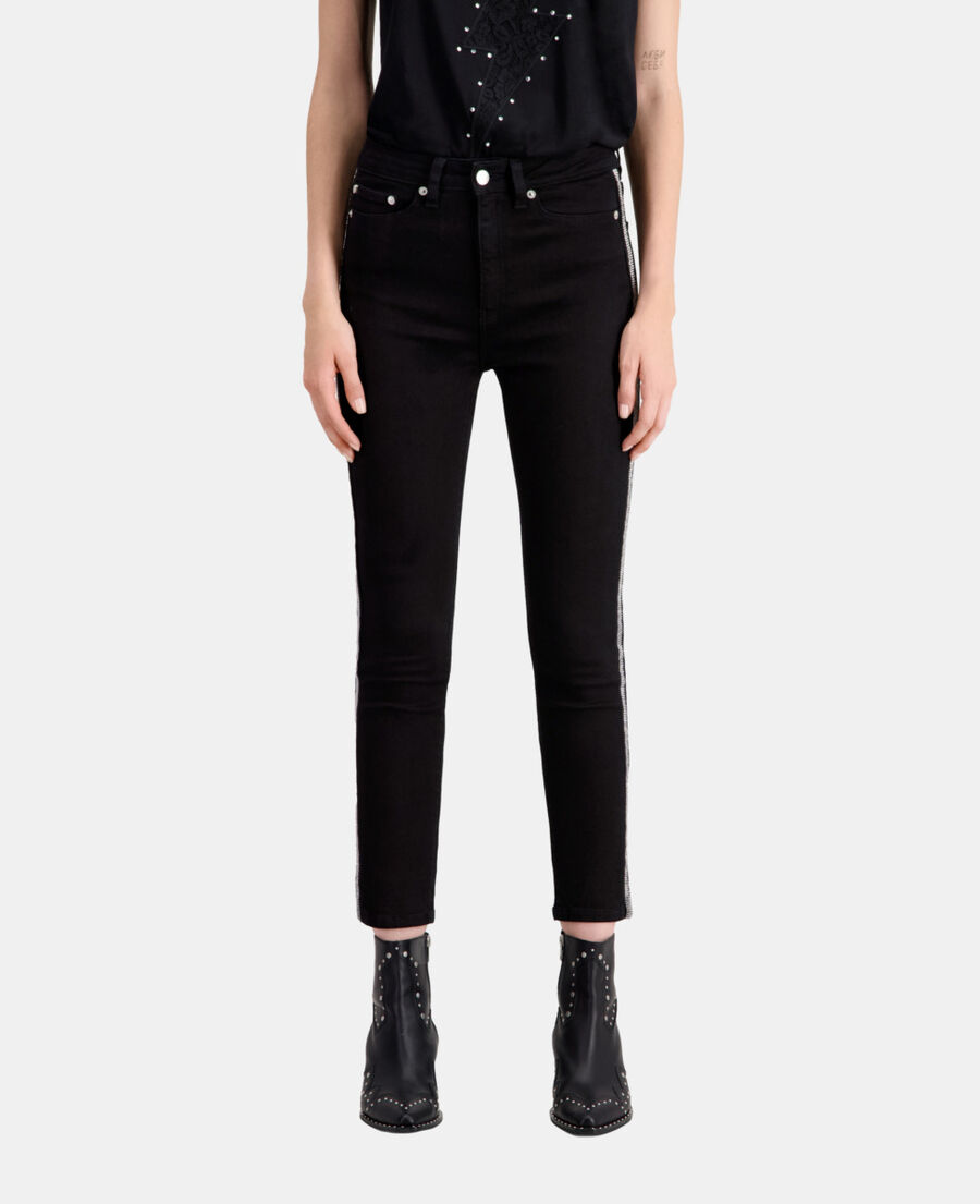 The Kooples MUJER BLACK WASHED vaqueros slim negros cadenas