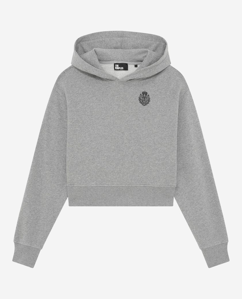 The Kooples WOMEN GREY MELANGE grey short hooded sweatshirt