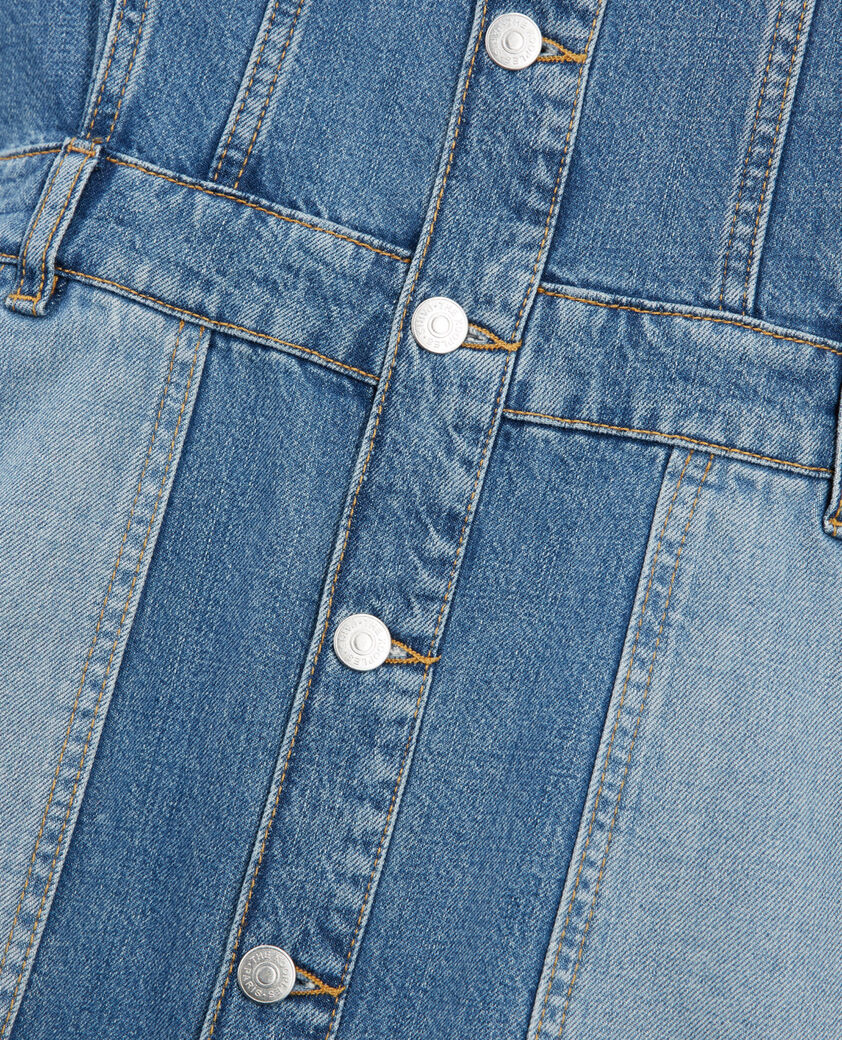 The Kooples FEMME BLUE WASHED robe courte jean bleu délavé boutonnée