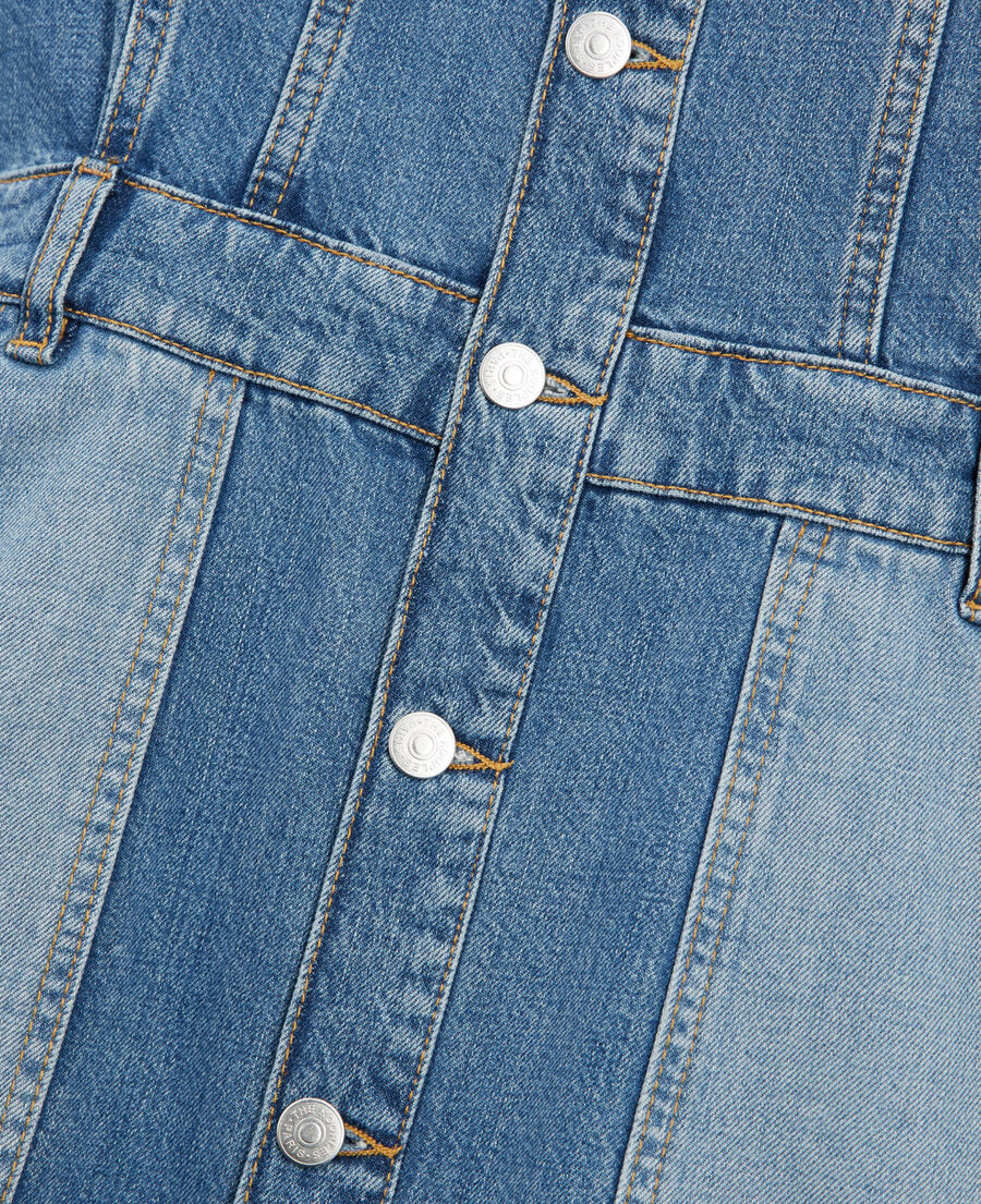 The Kooples FEMME BLUE WASHED robe courte jean bleu délavé boutonnée