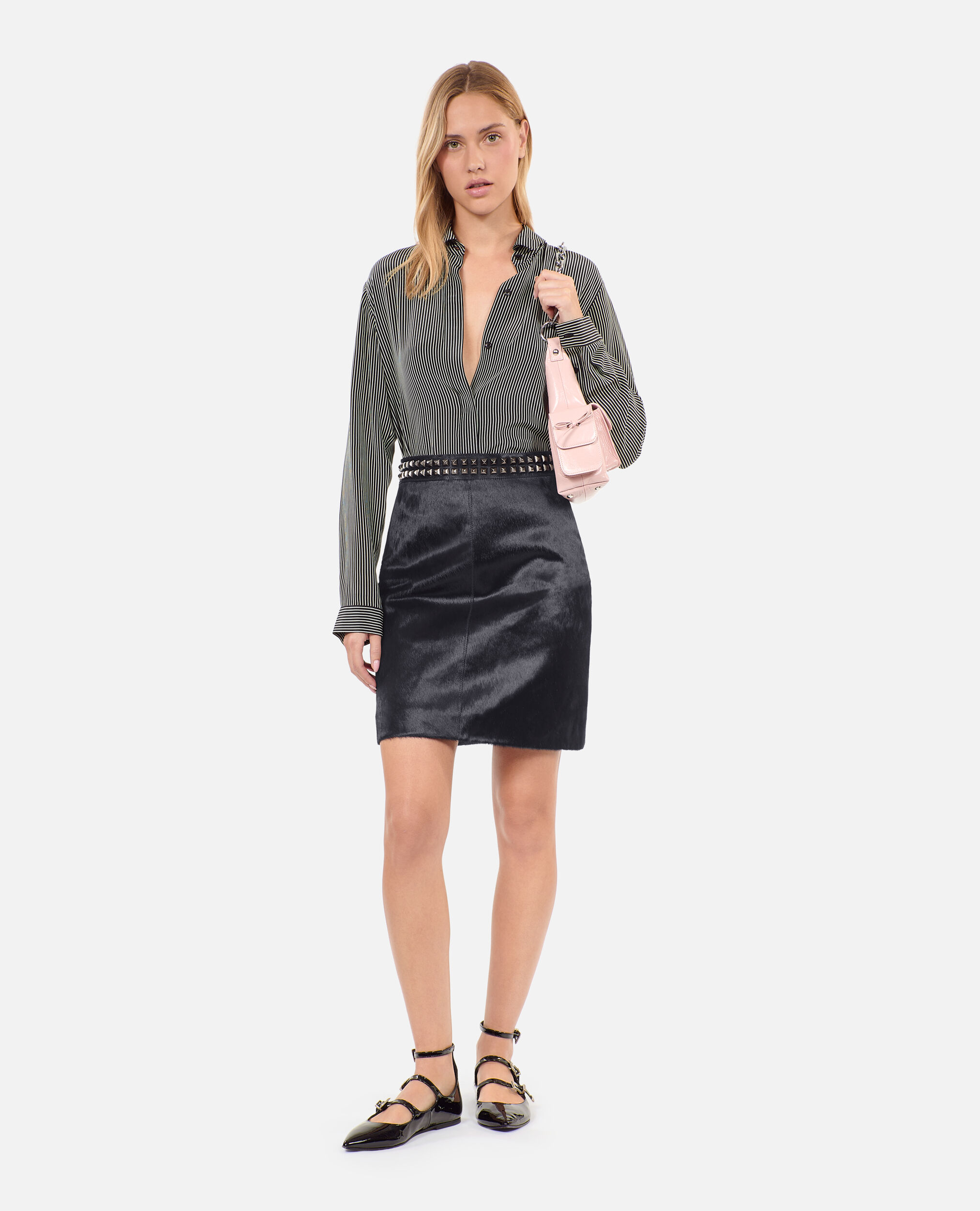 Jupe courte en cuir noir The Kooples France
