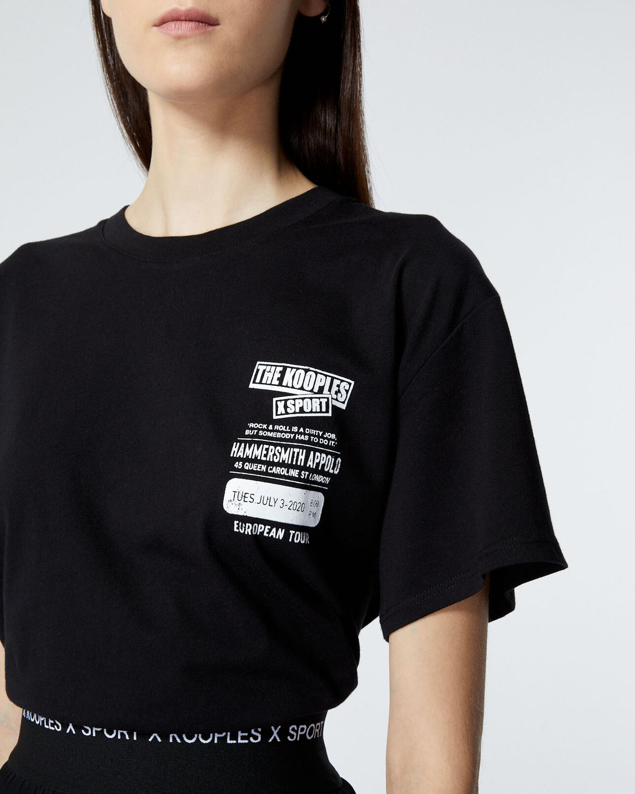 The Kooples WOMEN BLACK black cotton t-shirt with breast logo