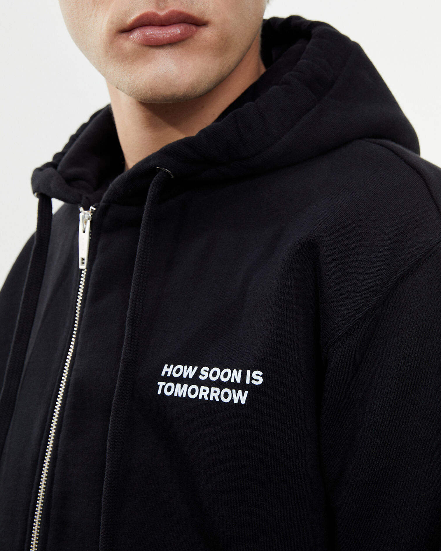 Sudadera negra capucha logotipo pecho, BLACK, hi-res image number null
