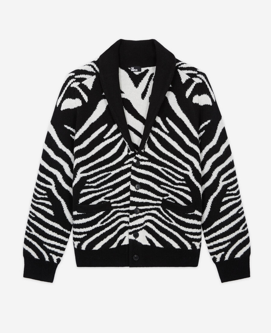 The Kooples HERREN BLACK WHITE wollpullover mit print
