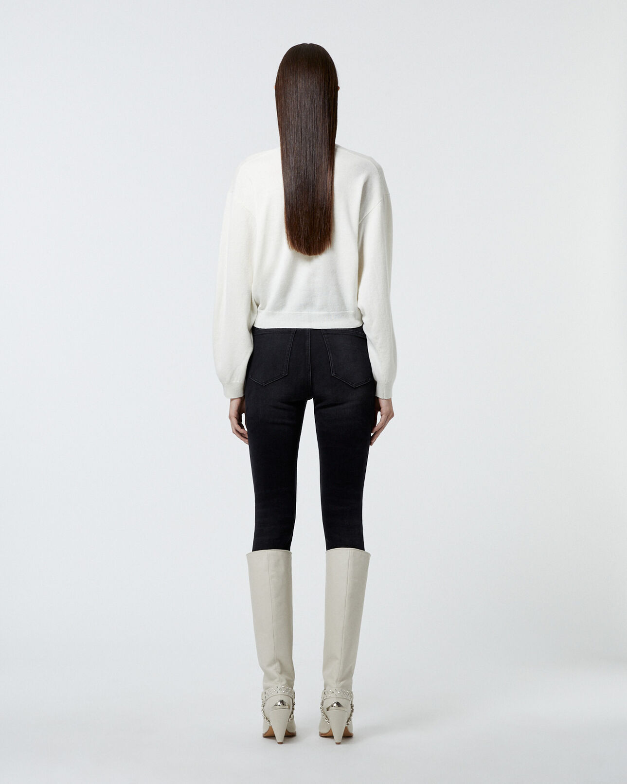 The Kooples DAMEN WHITE weiße strickjacke mit reißverschluss