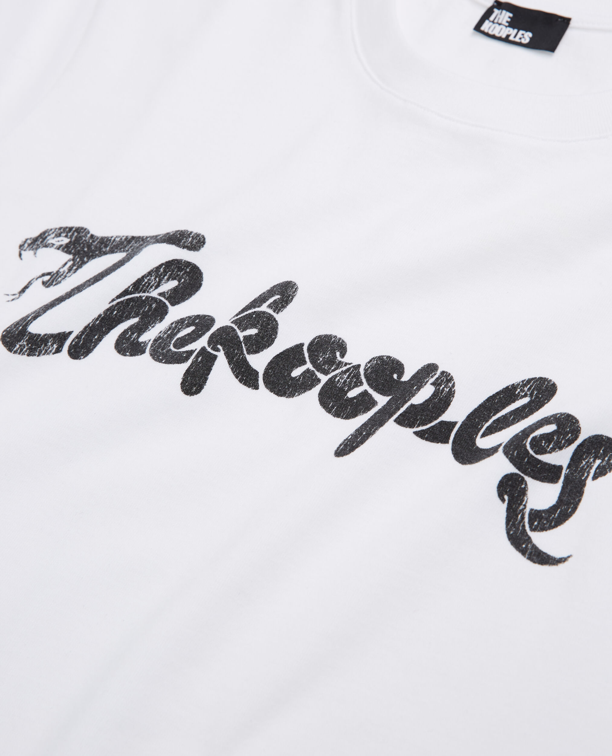 Weißes T-Shirt Damen mit Schlangenlogo-Siebdruck, WHITE, hi-res image number null