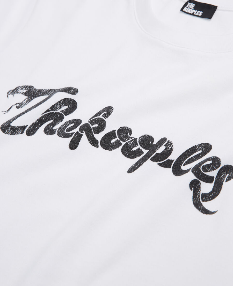 women's white t-shirt with snake logo print