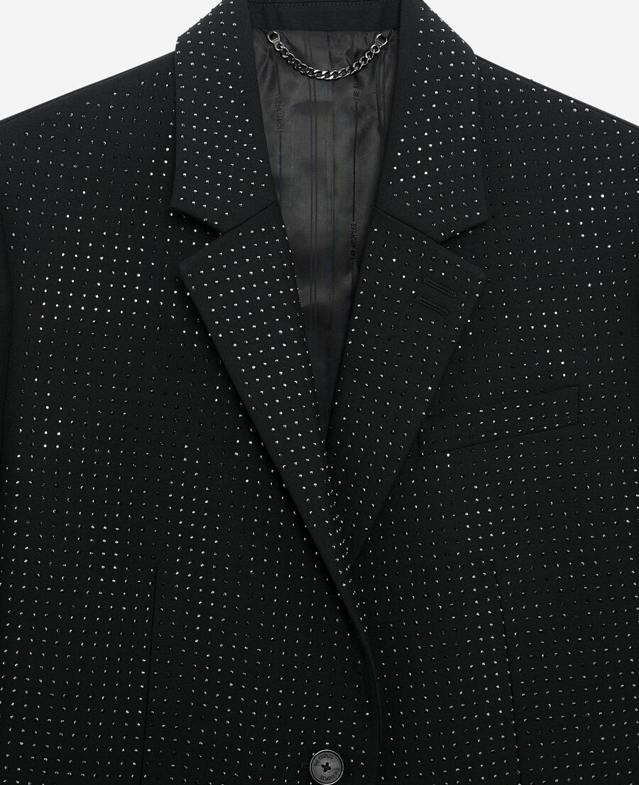 The Kooples WOMEN BLACK black rhinestone jacket