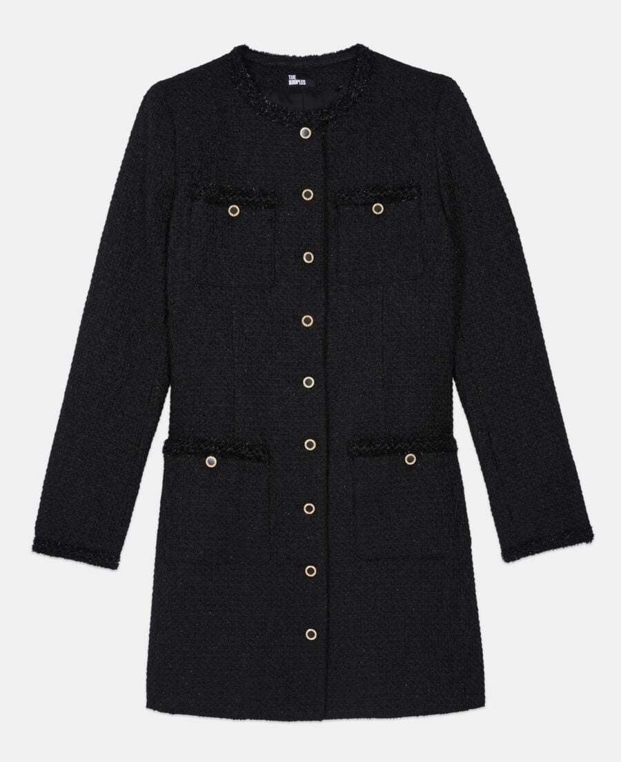 The Kooples WOMEN BLACK short black tweed dress