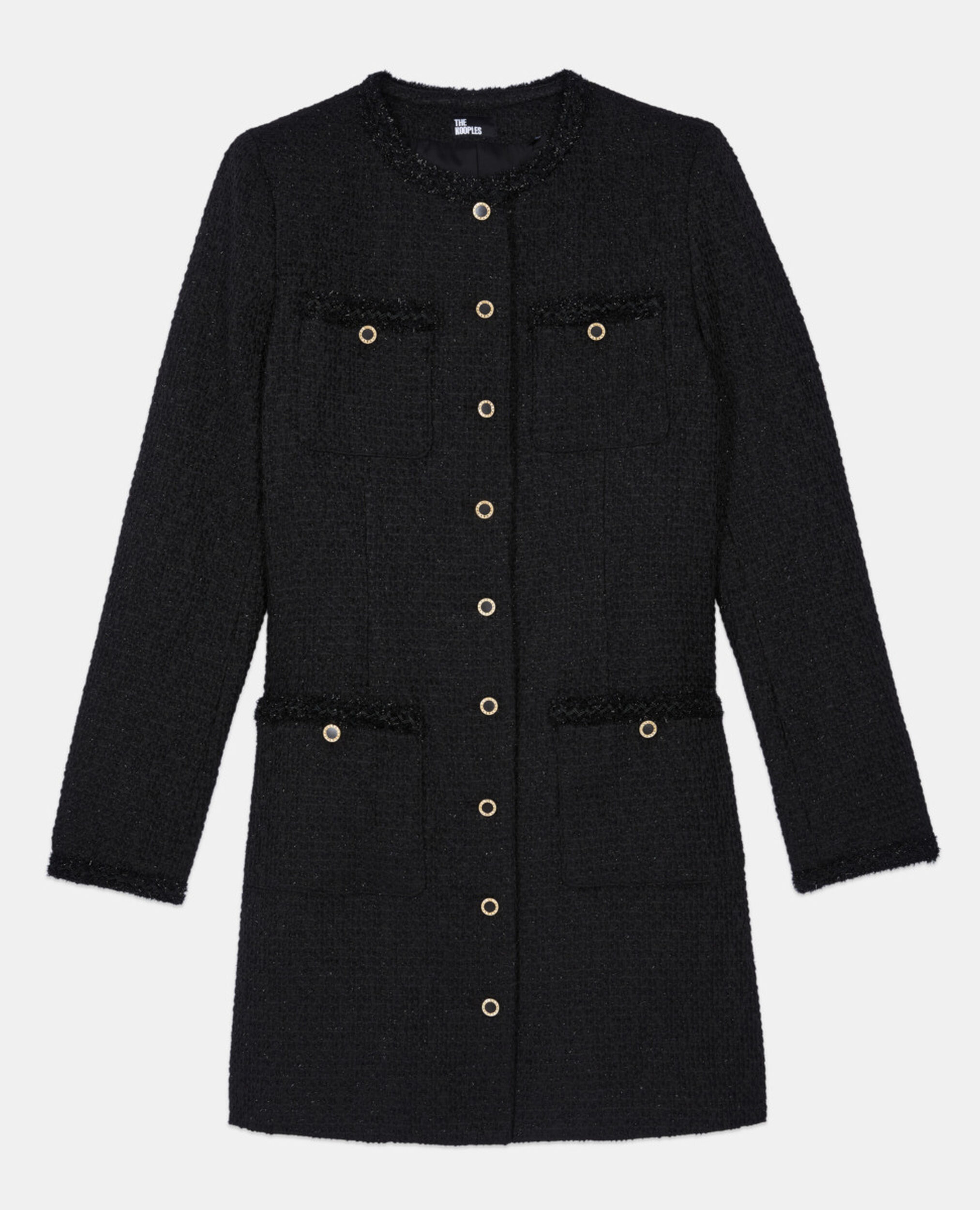 Short black tweed dress, BLACK, hi-res image number null