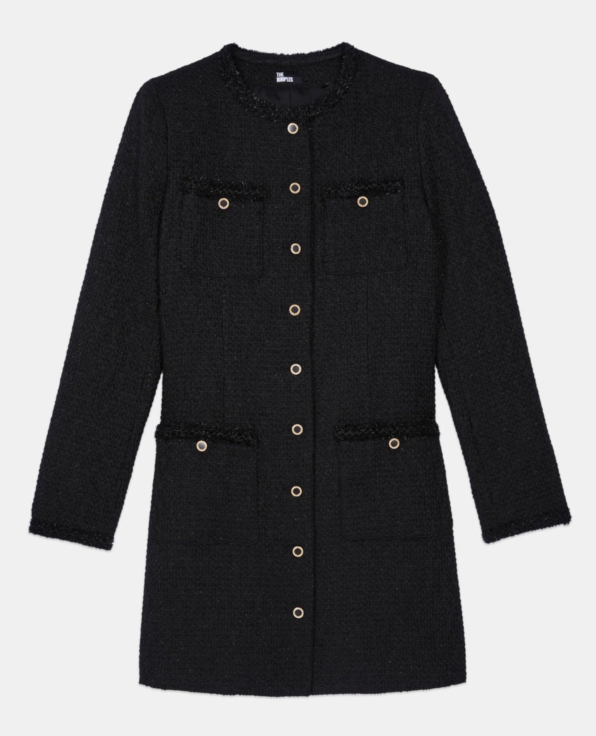 Short black tweed dress, BLACK, hi-res image number null