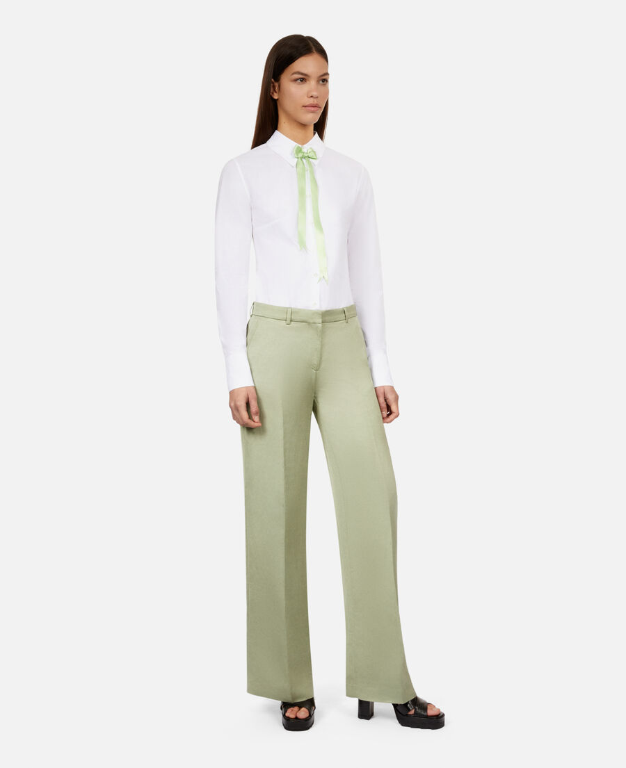 pantalon tailleur vert clair en lin
