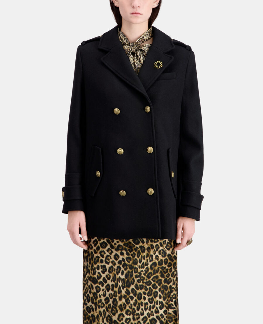 The Kooples F BLACK black wool-blend pea coat
