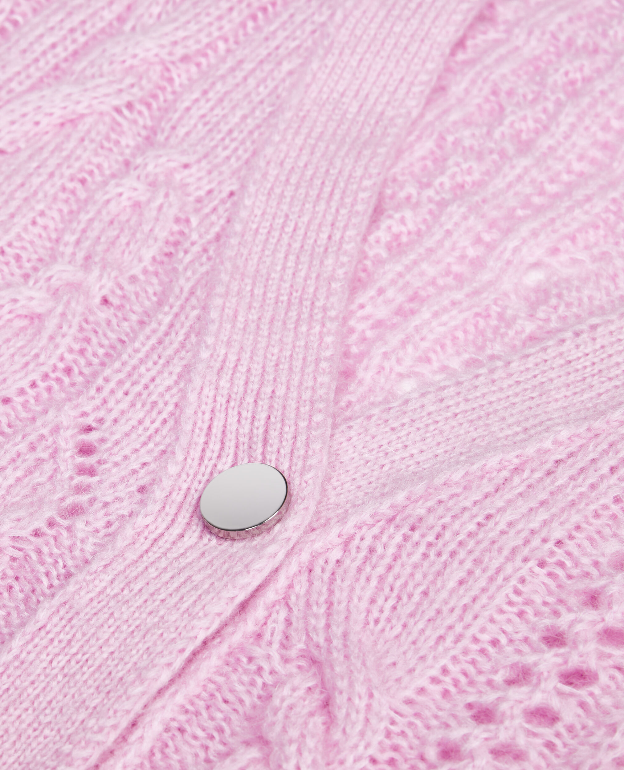 Rosa Cardigan aus Wolle mit Zopfmuster, PINK, hi-res image number null