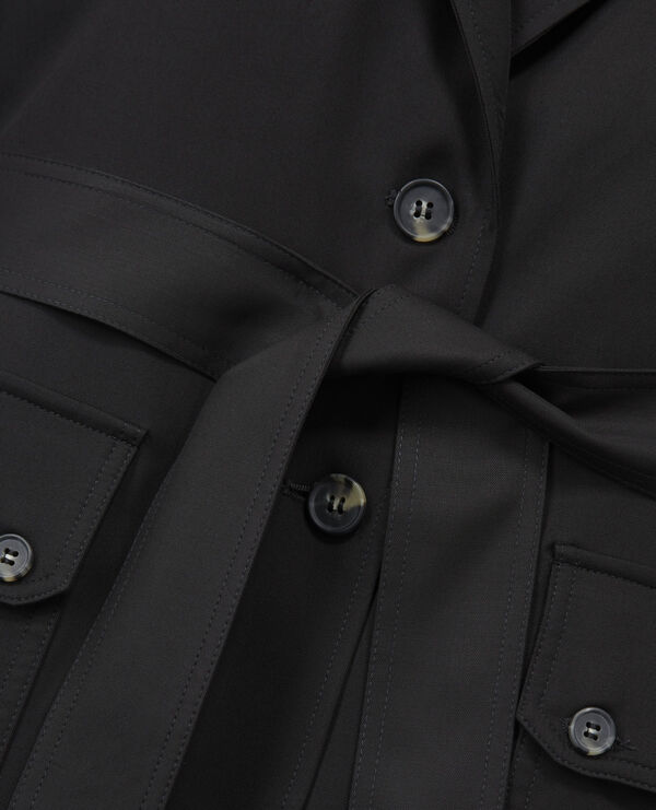 veste noire fluide tencel à poches