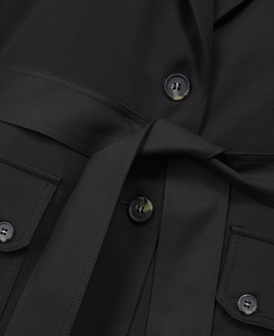 veste noire fluide tencel à poches