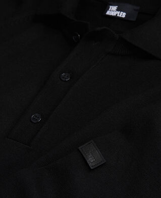 The Kooples MEN BLACK black knit polo t-shirt