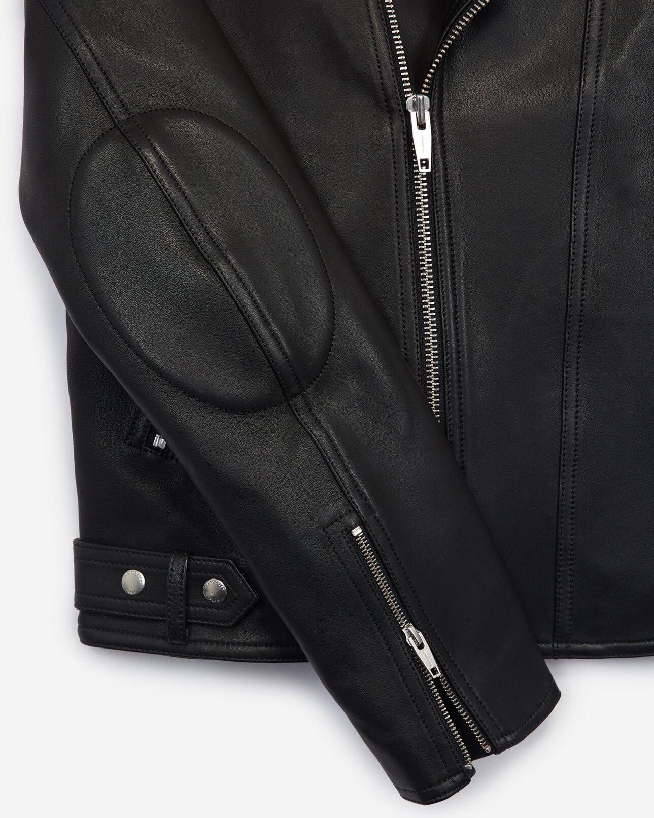 The Kooples MEN BLACK black rock-style leather jacket w/elbow pads