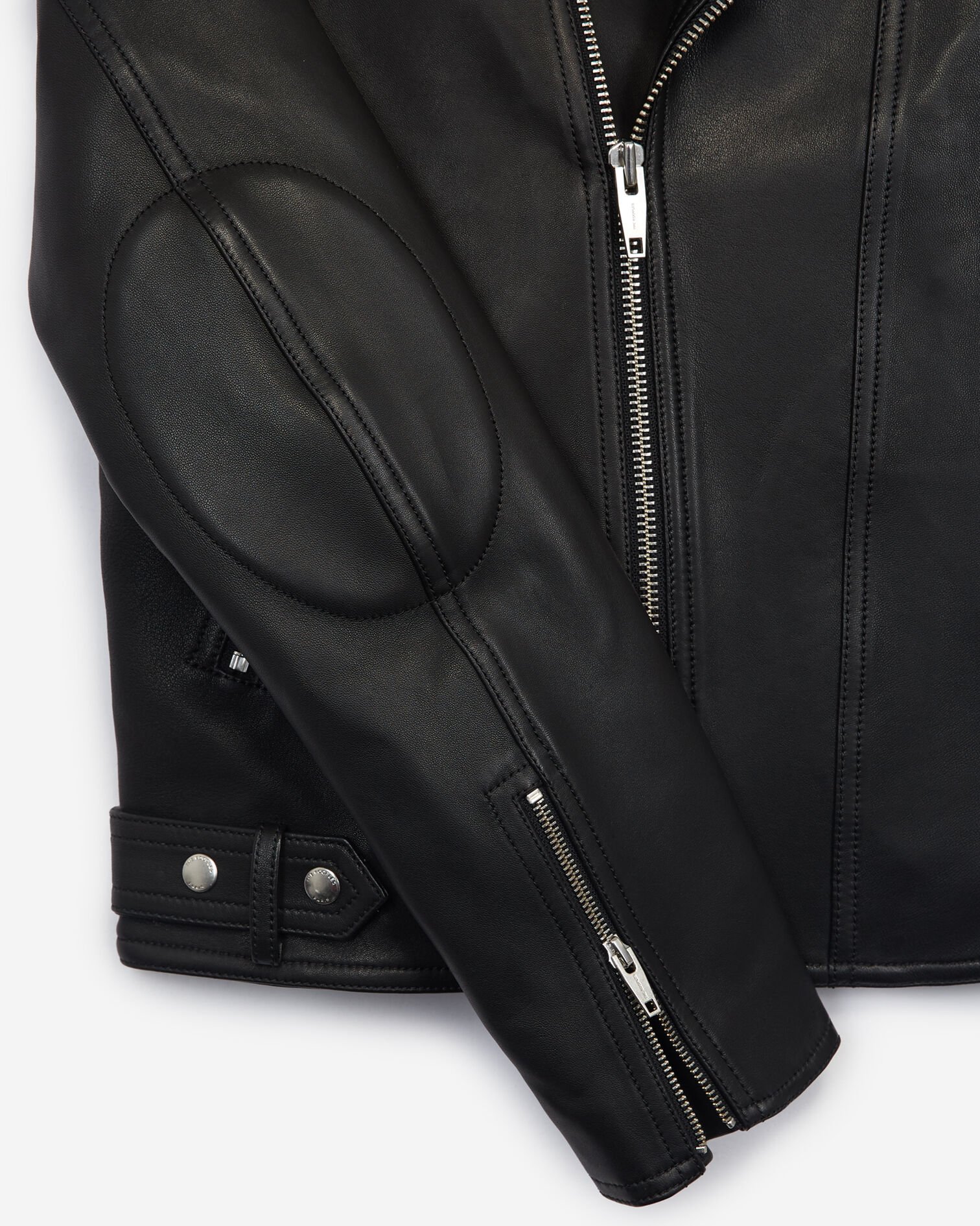 Black rock-style leather jacket w/elbow pads, BLACK, hi-res image number null