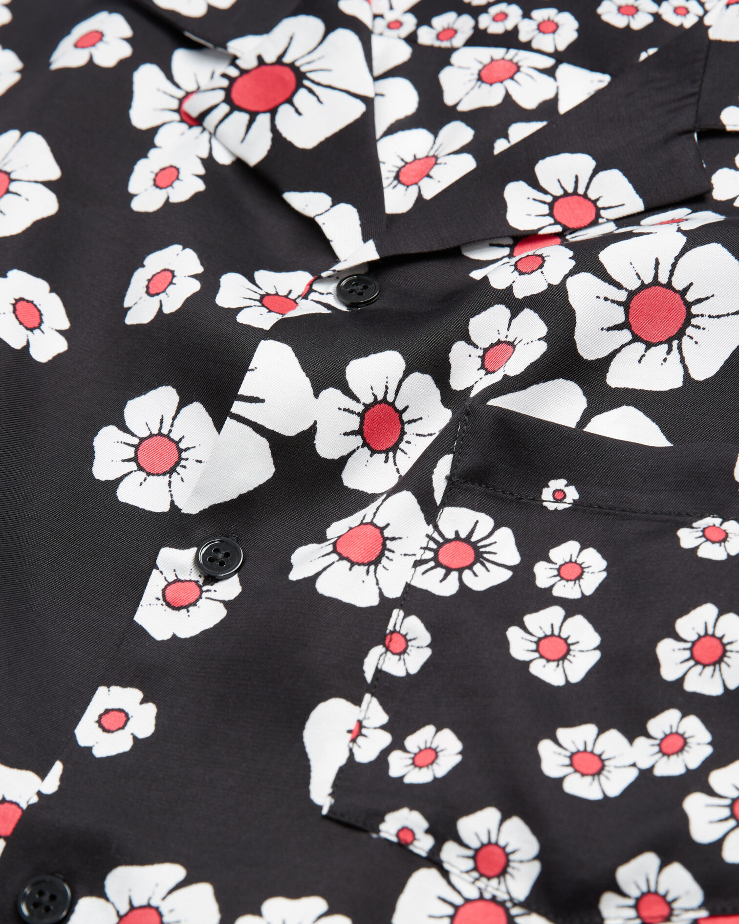Floral hawaiian collar shirt, BLACK / PINK, hi-res image number null