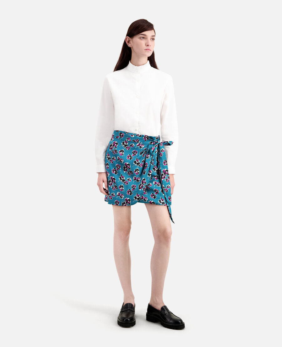 short printed wrap skirt